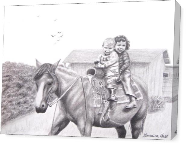 Two Children On Horseback 1943