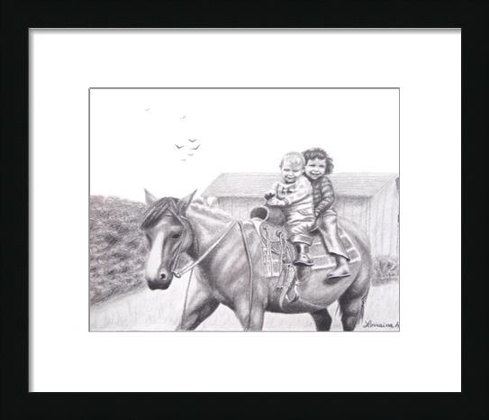 Two Children On Horseback 1943