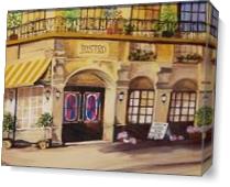 French Bistro On Corner As Canvas
