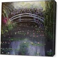 Monet Style Water Lilies With Bridge - Gallery Wrap