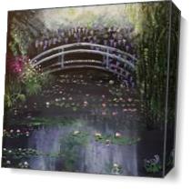 Monet Style Water Lilies With Bridge - Gallery Wrap Plus