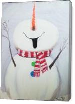 Snowman Looking Up At The Snow - Gallery Wrap