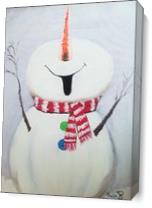 Snowman Looking Up At The Snow - Gallery Wrap Plus