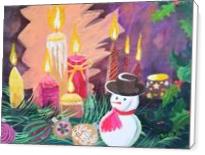 Holiday, Christmas Candles With Snowman And Bulbs - Standard Wrap