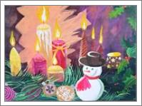 Holiday, Christmas Candles With Snowman And Bulbs - No-Wrap