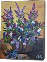Basket Of Flowers Purple, And Blue - Gallery Wrap