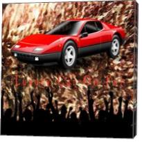 Luxury Car On Fur - Brownish Fur Oil Painting Background Texture With Crowd Cheering - Gallery Wrap