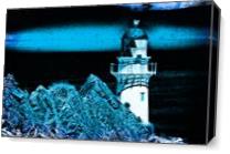 Midnight Blue Lighthouse As Canvas