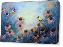 Goldfinch And Coneflowers As Canvas