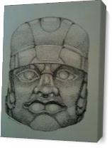 Olmec Stone Sculpture As Canvas