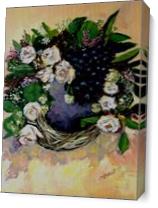 Grapes And White Flower As Canvas