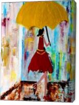 Lady Walking In The Rain - Gallery Wrap