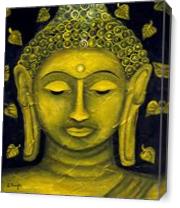 Buddha With Lotus Leaves As Canvas