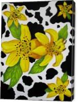 Floral Cow Print - Gallery Wrap