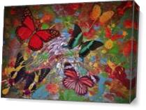 Fly Of The Butterflies As Canvas
