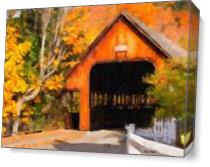 Fall At The Covered Bridge WC As Canvas