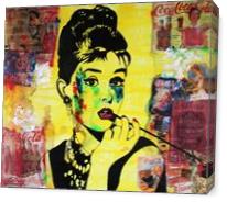 ART Portrait Audrey HEPBURN Coca-Cola Mixed Media On Panel Acrylic Painting Black & Colors Collections Modern 30“x36“ By Kathleen Artist PRO - Gallery Wrap