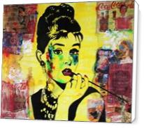 ART Portrait Audrey HEPBURN Coca-Cola Mixed Media On Panel Acrylic Painting Black & Colors Collections Modern 30“x36“ By Kathleen Artist PRO - Standard Wrap