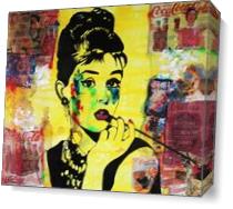 ART Portrait Audrey HEPBURN Coca-Cola Mixed Media On Panel Acrylic Painting Black & Colors Collections Modern 30“x36“ By Kathleen Artist PRO As Canvas
